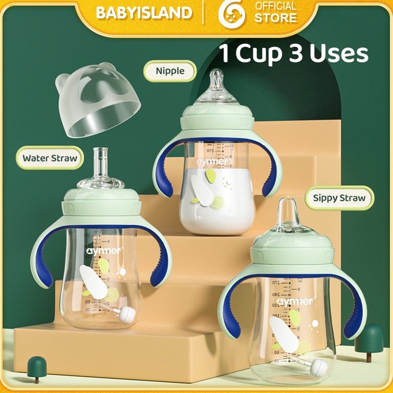 Langsung Pilih Aynmer 1 Cangkir 3 Botol Susu Bayi Anakanak Sippy Cup Botol Bayi Dengan Sedotan 3ML