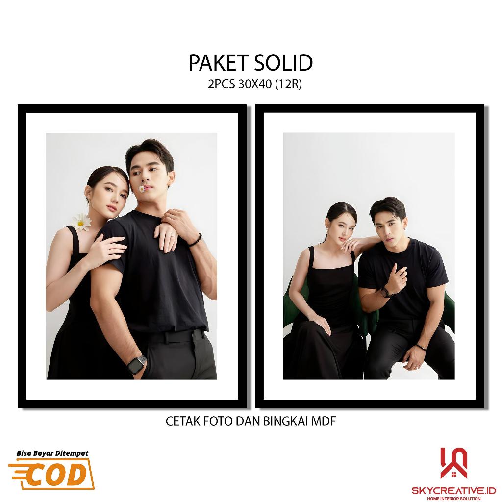 [ PAKET 2PCS] Cetak Foto 12R Bingkai MDF Ukuran 30x40 cm DAPAT 2PCS Rectangle dinding