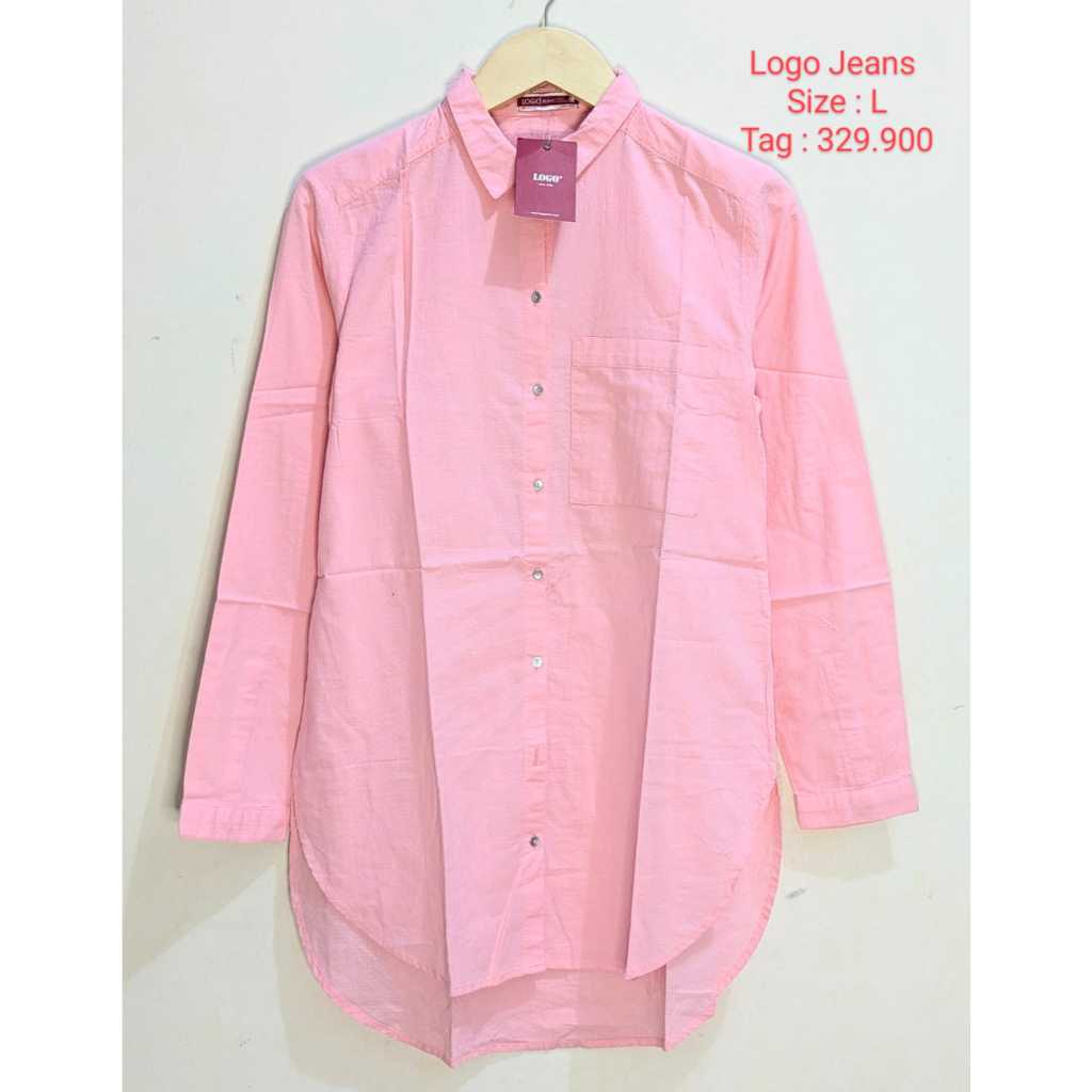 Logo Jeans Kemeja Atasan Pakaian Wanita Original