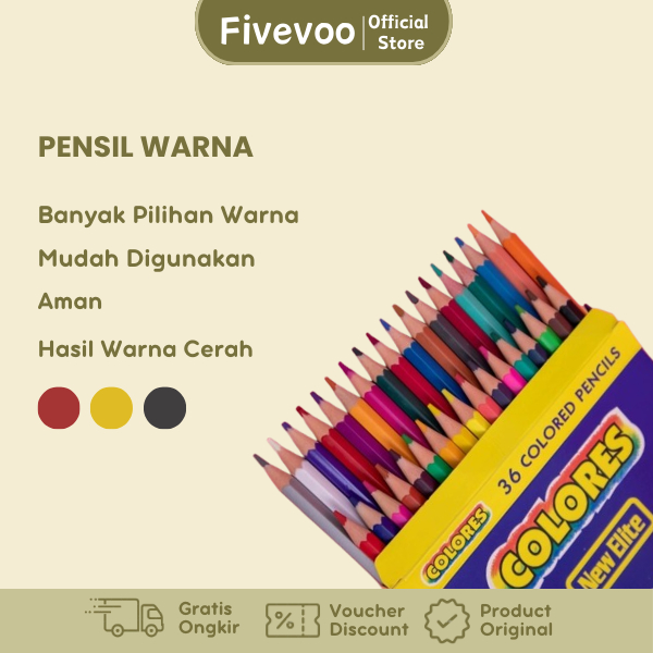 

FIVEVOO Pensil Warna/ Warna Superior Quality/ Color Pencils Mate /Warna Cerah 12/18/24