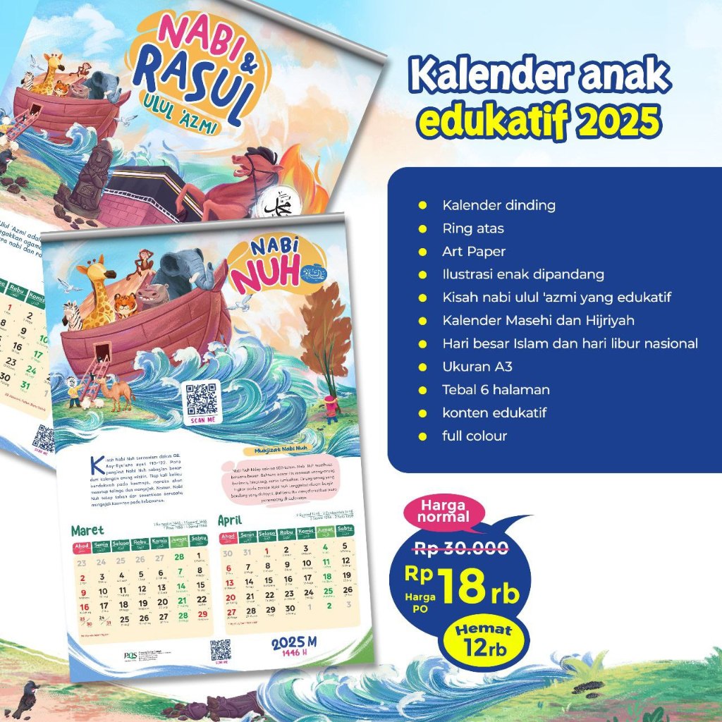 

Kalender Dinding Anak 2025 Tema Nabi Ulul Azmi (Preorder)