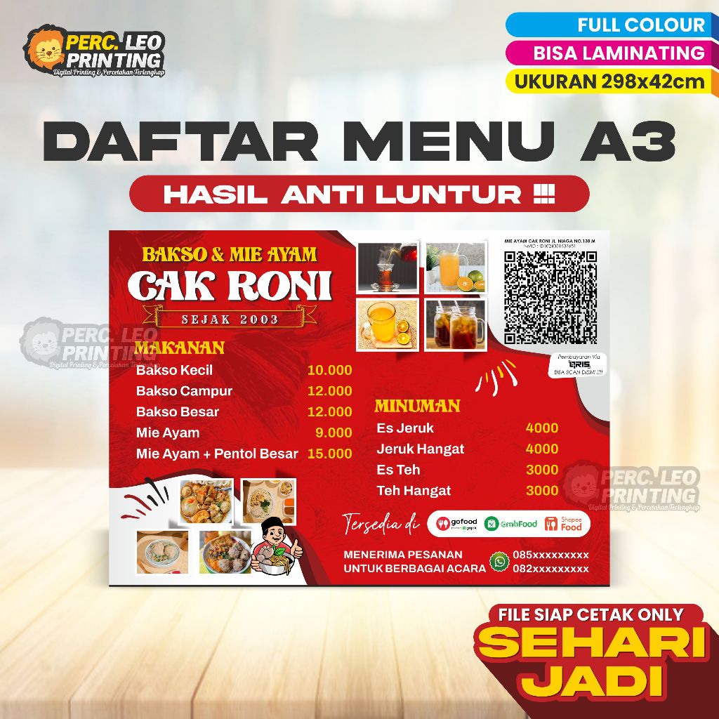 

Daftar Menu A3 Bahan Kertas Tebal + Laminating ANTI LUNTUR