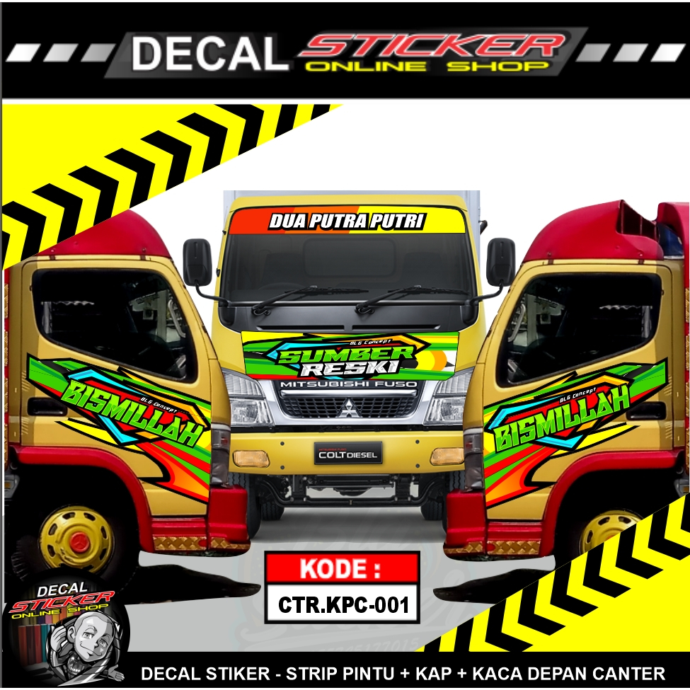 STIKER MOBIL KAP + PINTU + KACA DEPAN CANTER DECAL STICKER TRUCK CUSTOM KEREN