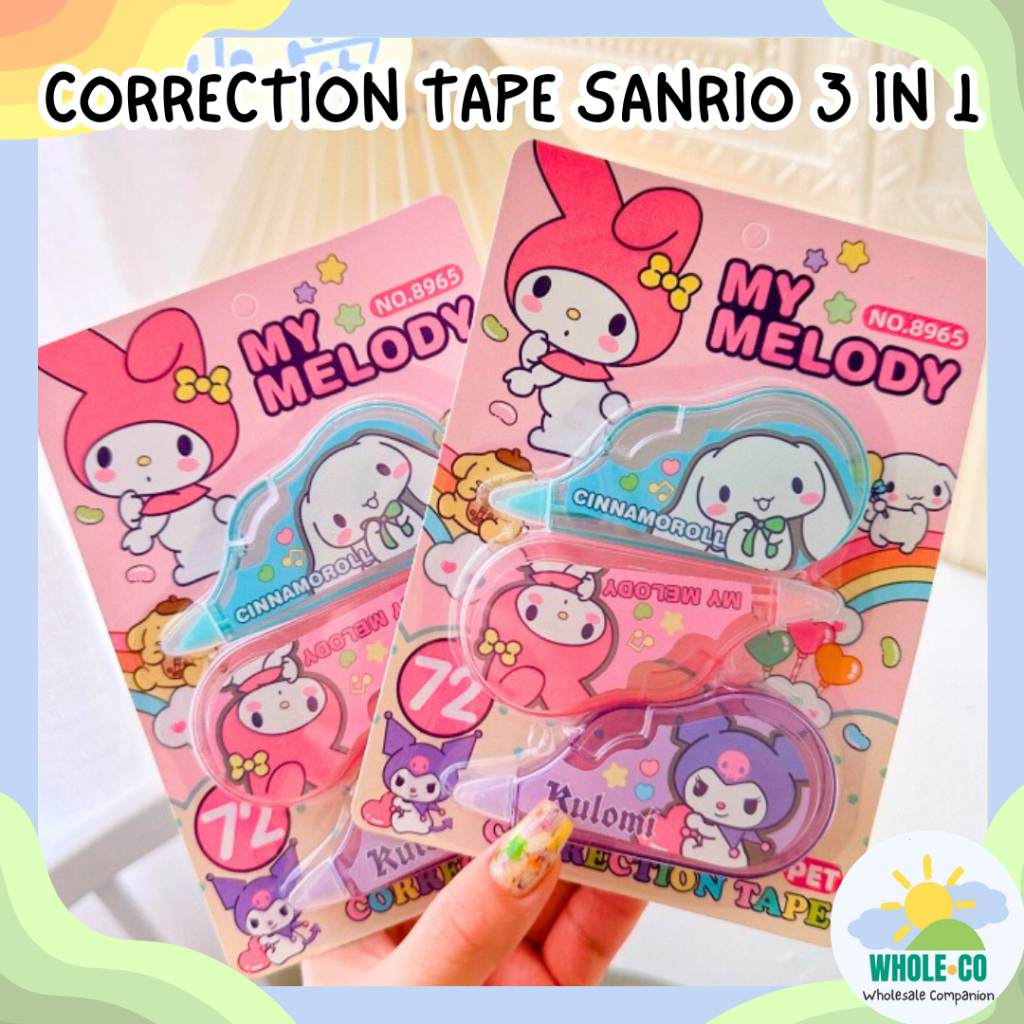 

Correction Tape 3 in 1 Sanrio Premium Kuromi Melody Cinnamoroll Lucu Unik Imut Termurah Grosir COD