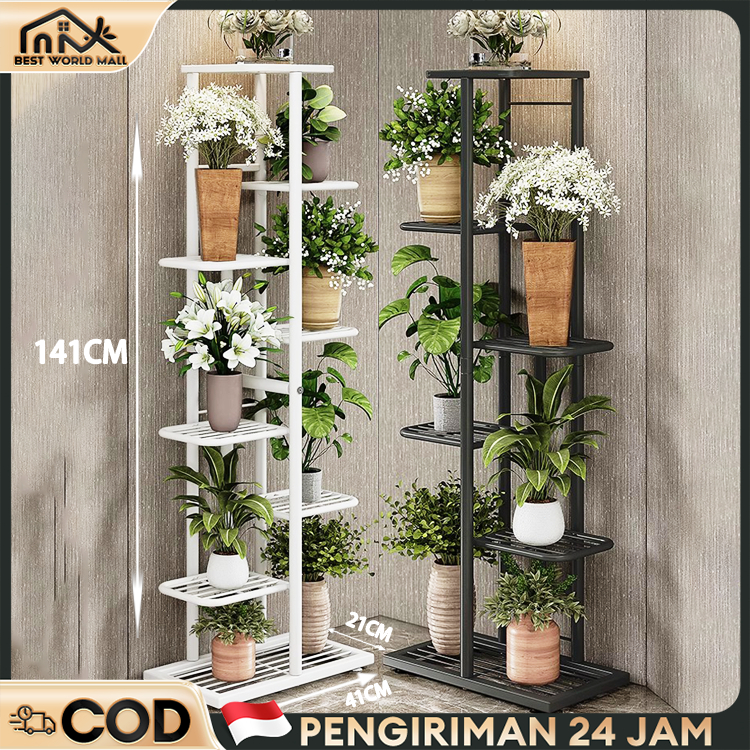 Rak Bunga Besi Rak Pot Bunga Rak Susun Penyimpanan Pot Bunga Besi Standing Pot Susun 3/6/8