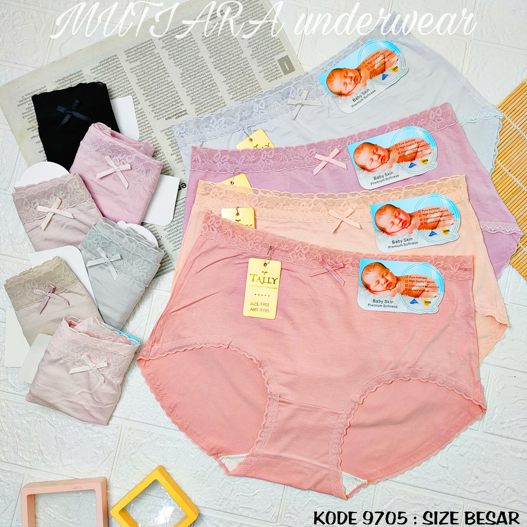 Celana Dalam Baby Skin TALLY 9704 & 9705 Ukuran Besar Dan Kecil Celana Dalam Wanita Bahan Baby Skin