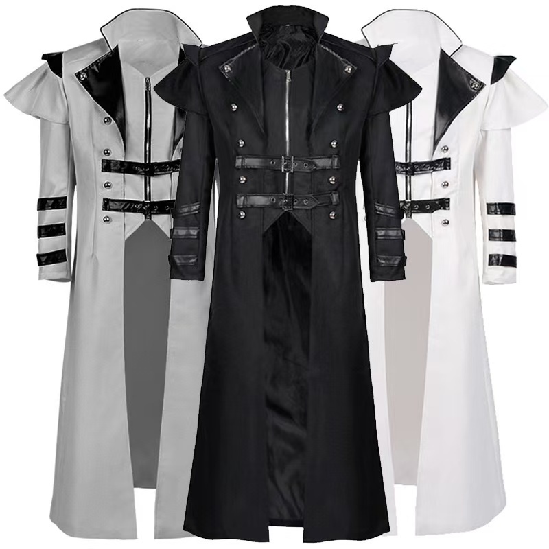 New Halloween Medieval Resumption of Work Palace Banquet Dress Zipper Fork Long Windbreaker Stage Pe