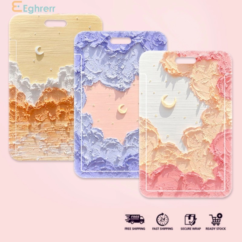 

Eeghrerr ID Card Holder Motif Kartun Lucu Model Korea Tempat Kartu Lukisan Cat Minyak Lucu Pelindung Kartu Kampus Tempat Kartu Gantungan Kunci Kartu ID