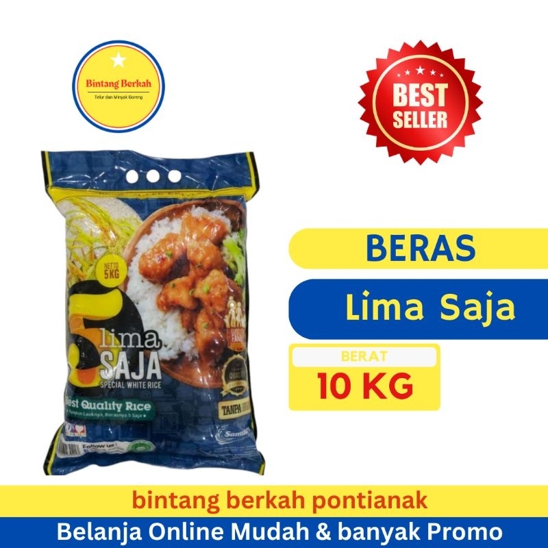 

Beras super Kristal merk Lima Saja 10 kg