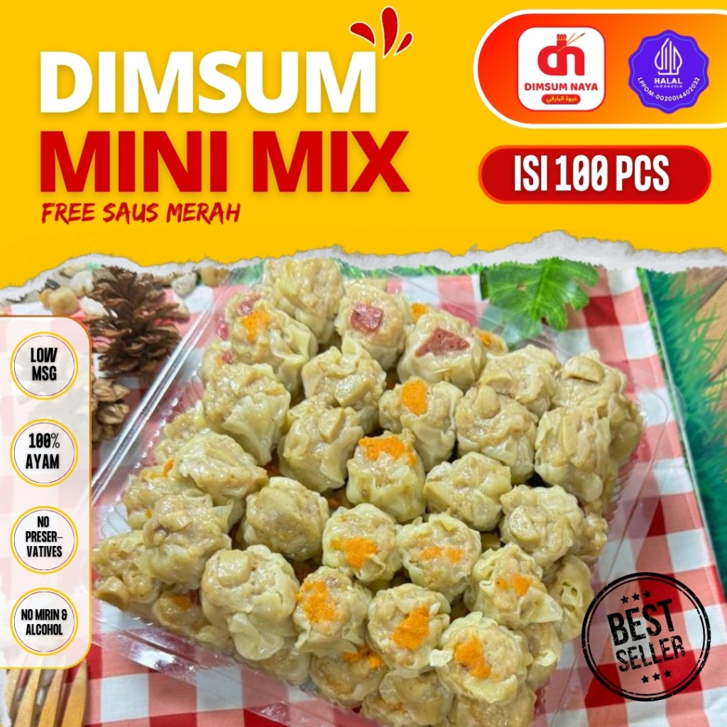 

GROSIR!! Kemasan Twinwal Dimsum Ayam Mini Frozen isi 100 pcs Mix Topping FREE Saos Merah Halal & Nikmat