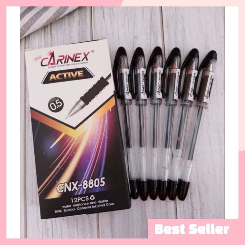 

Gel Pen Carinex CNX-8805 0.5mm Tinta Hitam 1 Pack Isi 12 Pcs