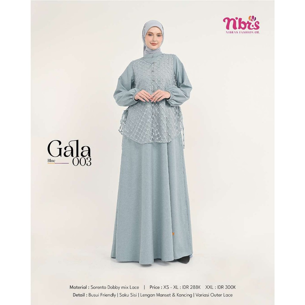 NIBRAS GAMIS GALA 002 GREY , GALA 3 BLUE, GAMIS SIMPLE ELEGANT NEW ARRIVAL GAMIS KONDANGAN