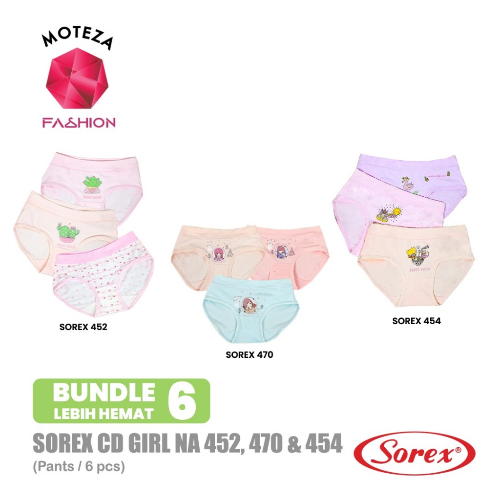 ISI 6 PCS SOREX ANAK NA 452 ; 470 ; 454 -  Sorex CD Anak Perempuan Kids Girl  - Segitiga Super Soft