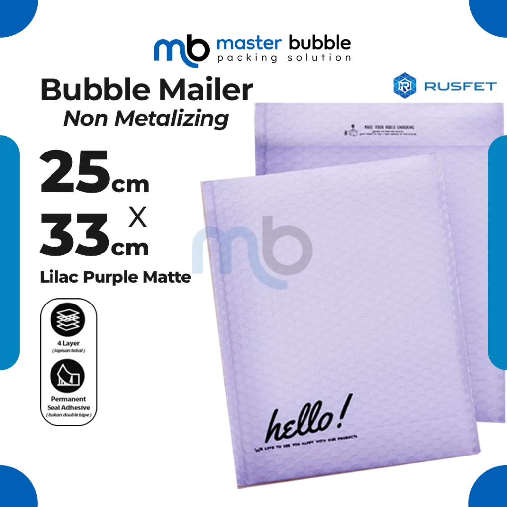 Amplop Envelope Bubble Mailer Lilac Ungu 25 x 33 cm  / Security Bag Mailer Rusfet Harga Ecer Satuan