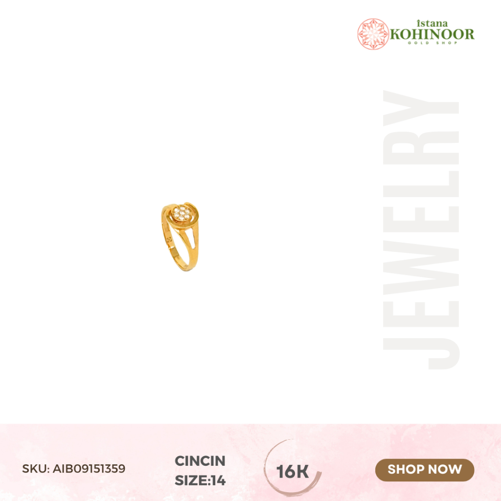 KOHINOOR CINCIN EMAS 16K VARIASI EMAS RING GOLD YELLOW SIZE 14