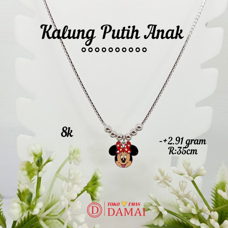 Kalung anak emas putih model Minnie 8k ||-+2.91gram