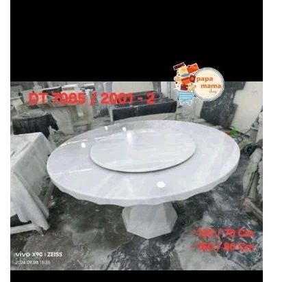 Meja Makan Full Marmer Import Bulat - Meja Makan Marmer Putar
