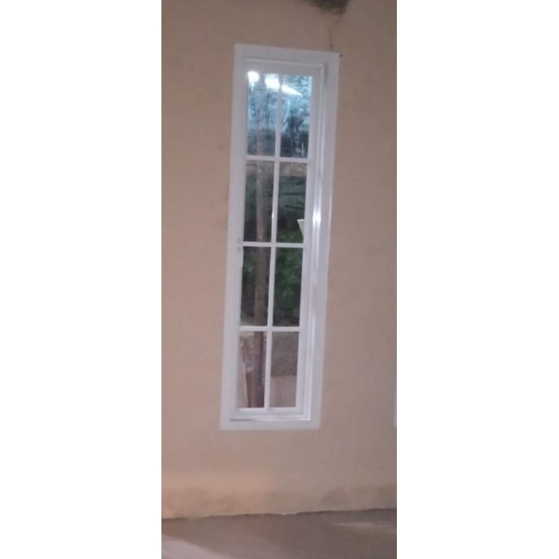 Jendela +Kusen Aluminium L40xT160 Model Ornamen 3Inci Kaca 5Mm Tersedia Warna Putih Hitam Coklat