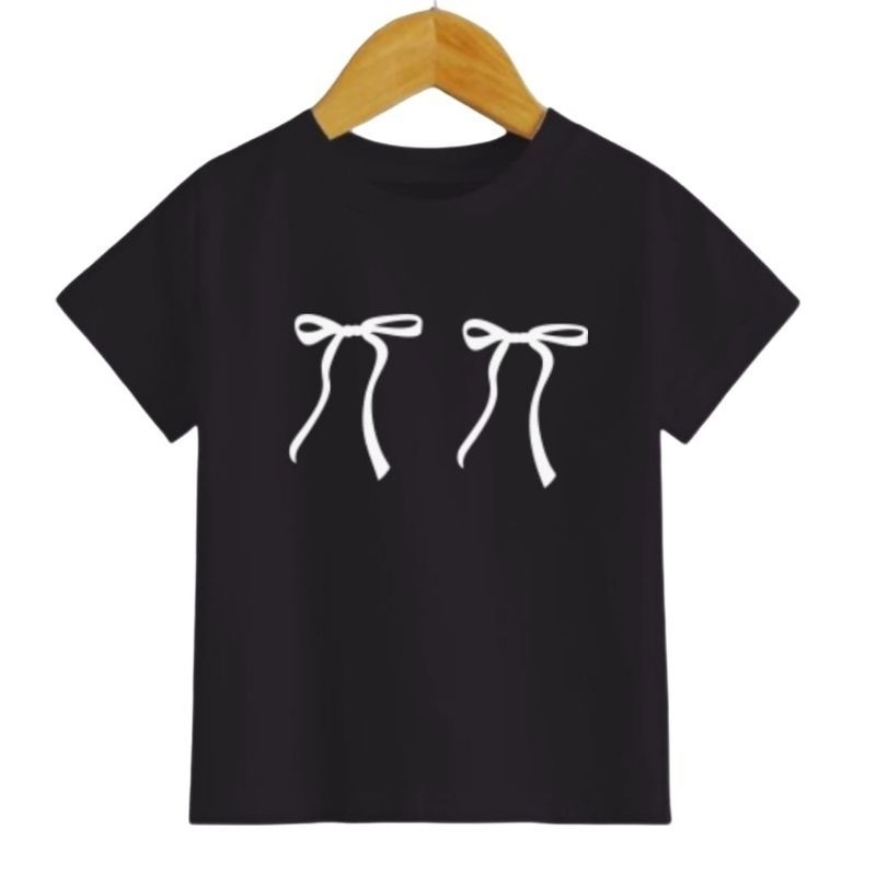 baju kaos anak anak cewek pita dua untuk umur 1-12 tahun