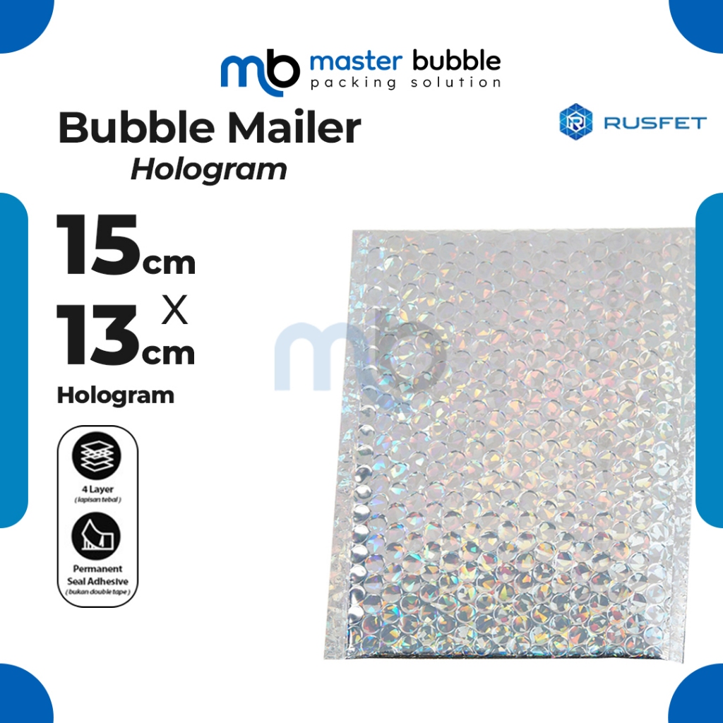 

Amplop Envelope Bubble Mailer Hologram 15 x 13 cm / Security Bag Mailer Rusfet Harga Ecer Satuan