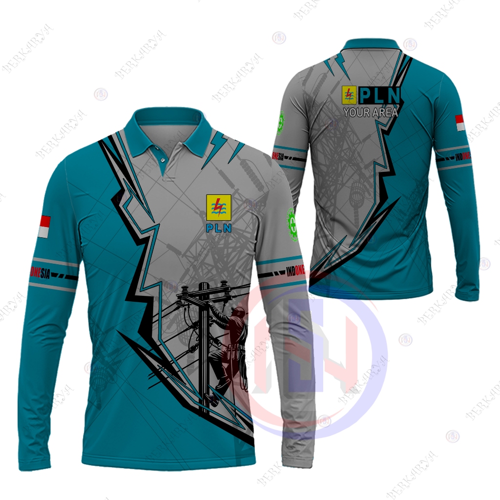Baju PLN / Kaos Polo Pria Jersey PLN Listrik Pintar Fullprint / Kaos PLN Lengan Panjang Custom