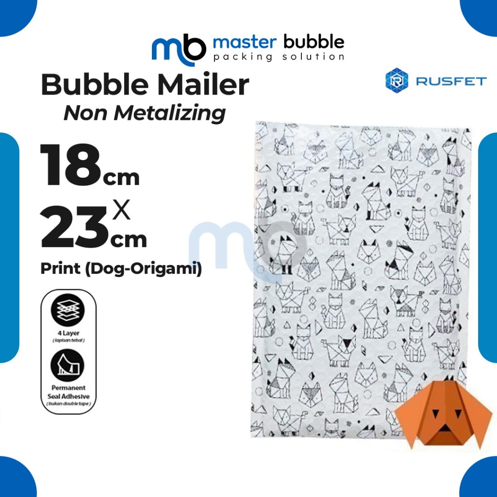 

Amplop Envelope Bubble Mailer Dog Origami 18 x 23 cm / Security Bag Mailer Rusfet Harga Ecer Satuan