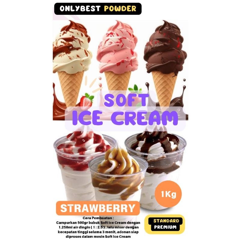

Bubuk SOFT Ice Cream STRAWBERRY 1kg 3,5 Liter Soft Ice Cream MURAH/ Bubuk SOFT Ice Cream Standard Premium Onlybest Powder Bahan SOFT Ice Cream STRAWBERRY 1kg Standard Premium Bubuk Ice Cream / Ice Cream Powder / Bubuk Es Cream Bubuk Es Krim Tepung Es Krim