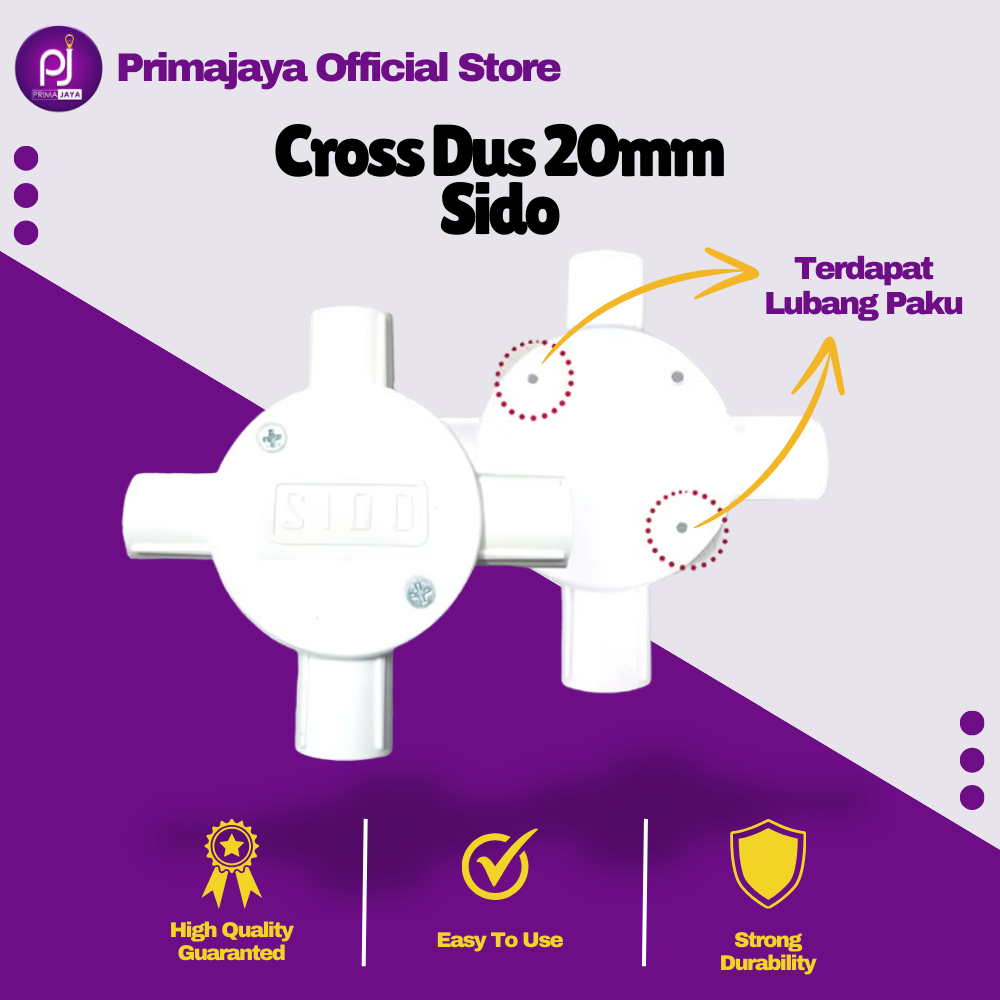 Cross Dos Tdos Cabang 4 Warna Putih 20mm Kress T Dus Jalur Sambungan Terminal Kabel Listrik SIDO