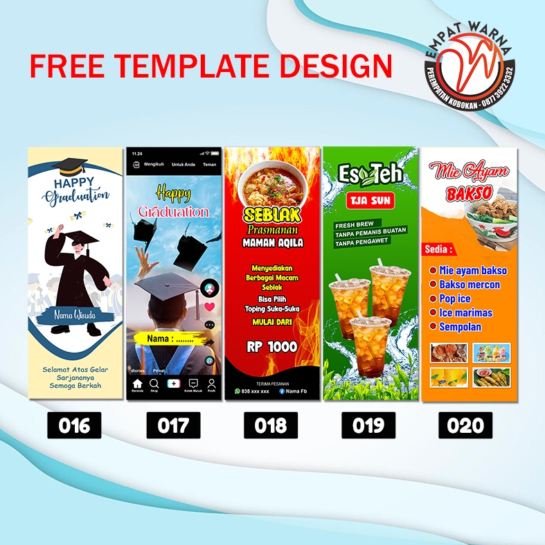 Cetak Paket spanduk Xbanner dan Ybanner + tiang wisuda wedding olshop kantor ulang tahun Custom 1 HA