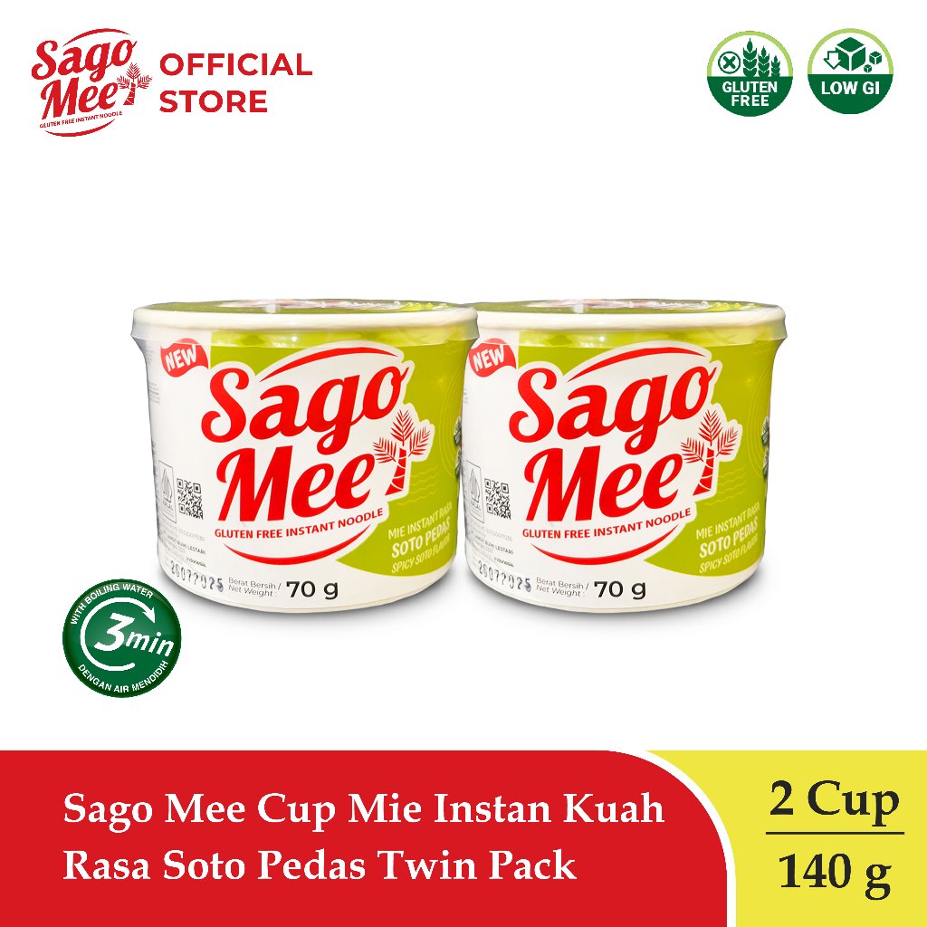 

Sago Mee Cup Mie Instan Kuah Rasa Soto Pedas 70 gram Twin Pack