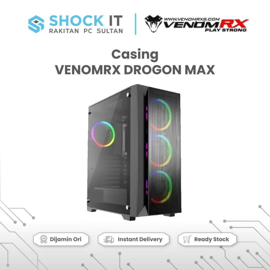 Casing PC VenomRX Drogon Max ATX + 4Fan ARGB