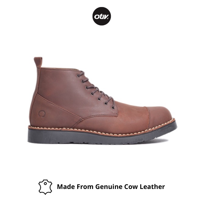 KODE E87W OTIV Gama Dark Brown  Sepatu Boots Kulit Asli Pria