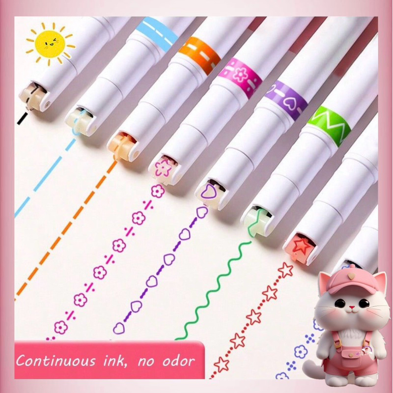 

N53 ( 6 PCS ) Highlighter Garis Motif / Spidol Estetik Warna Warni Spidol Garis Motif Lucu 1 Set 6 Pcs pulpen roller pen Higlighter Random Spidol Garis Line Marker Alat Tulis Kantor