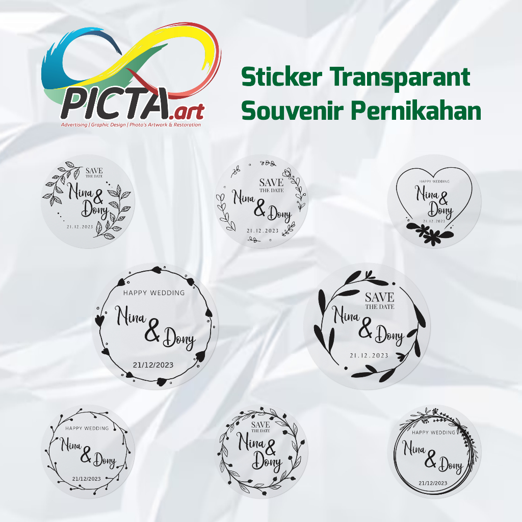 

Sticker Bulat Souvenir Pernikahan Transparant