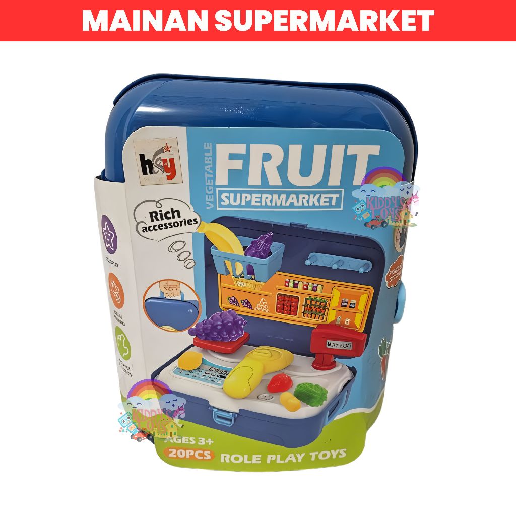Mainan Anak Fruit Vegetable Supermarket Kasir Toko Sayur Buah Backpack | mainan edukasi cowok cewek