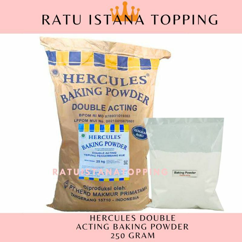 

HERCULES BAKING POWDER DOUBLE ACTING 250 GRAM REPACK TEPUNG PENGEMBANG KUE BPDA