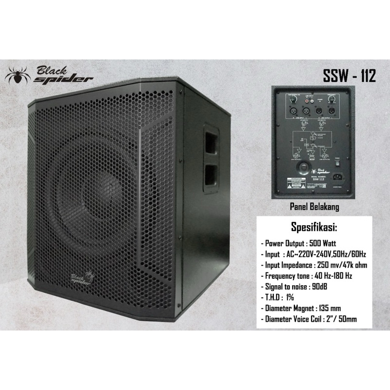Subwoofer Aktif Blackspider 12 inch Ssw112 aktive black spider ssw 112