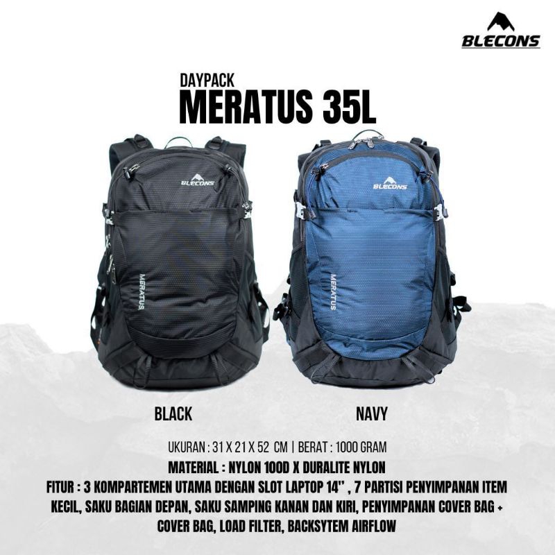 daypack blecons Meratus 35L tas ransel besar semi carrier 35liter tas laptop sekolah