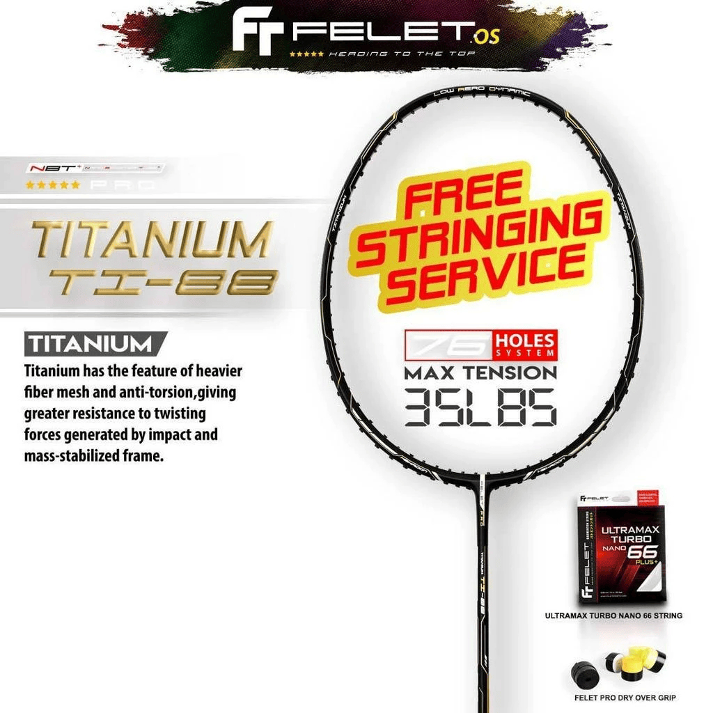 Felet TITANIUM TI 88 Up to 35 lbs - Badminton Racket Original Felet