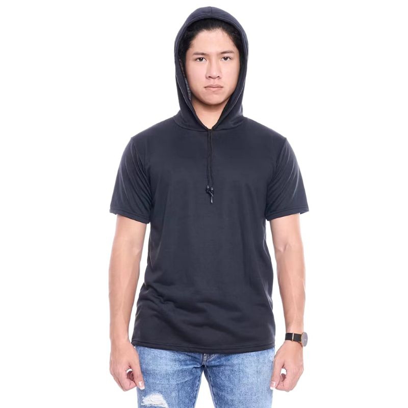 Kaos Hoodie Pria lengan pendek polos L XL XXL 3XL | Hoodie Jumbo | Hoodie Distro|Fashion pria Hoodie