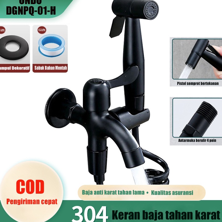 Dijamin Baru Jet shower Kran cabang Kran Cabang Toilet 12 Inch dengan Selang Kran Air Double Jet Klo