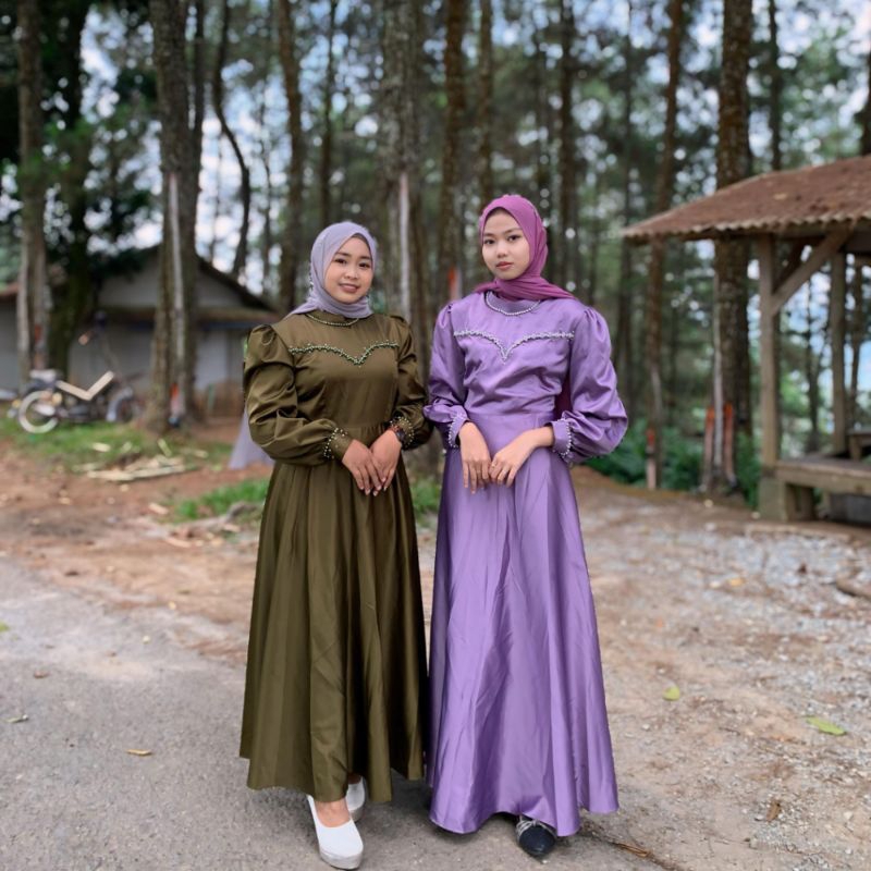Claudy dress - dress pesta muslimah - dress kondangan - dress satin
