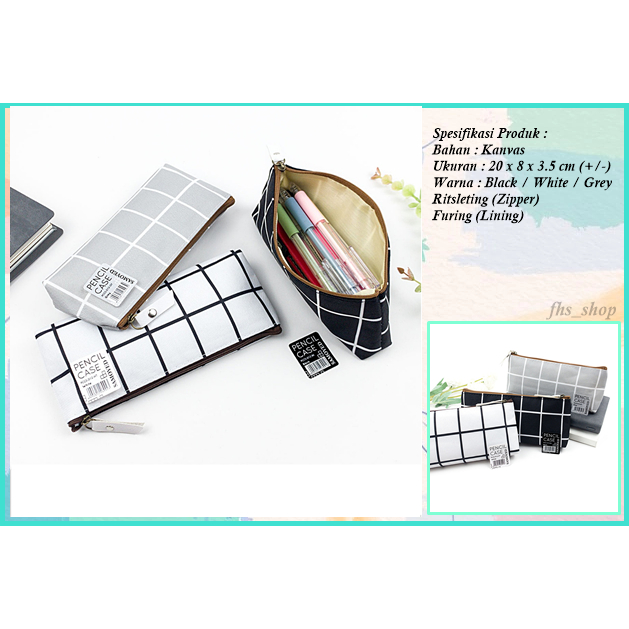

Tempat Pensil Minimalist Style Kotak Pensil Tempat Pensil Aesthetic Tepak Pensil Grid Pencil Case