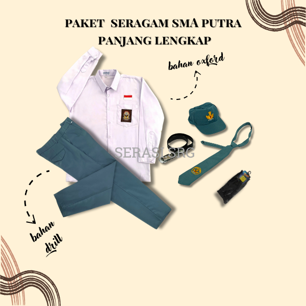 serasi seragam sma panjang pria|paket seragam sma putra lengkap|seragam sma cowok|set seragam sma