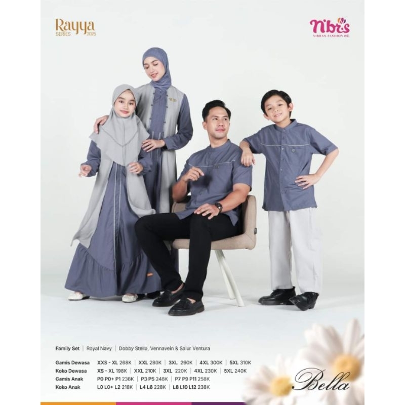 NIBRAS SARIMBIT BELLA ROYAL NAVY RAYYA SERIES 2025 FAMILY SET LEBARAN PREMIUM NIBRAS-PROMO ORI