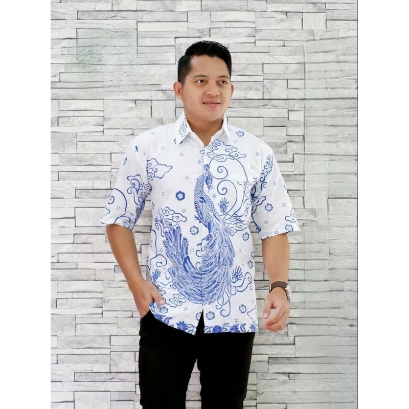 KEMEJA LENGAN PENDEK BATIK PRIA FURING PUTIH Batik pria LENGAN PENDEK modern Baju Batik Pria S M L X