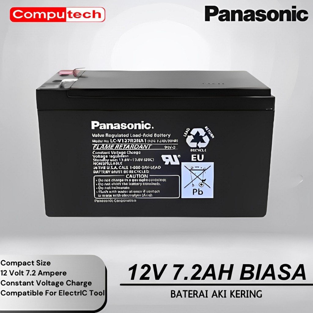 PANASONIC Baterai UPS 12V 7.2Ah | Battery UPS | Batre 12 Volt 7.2 A | Batere Aki Kering Biasa