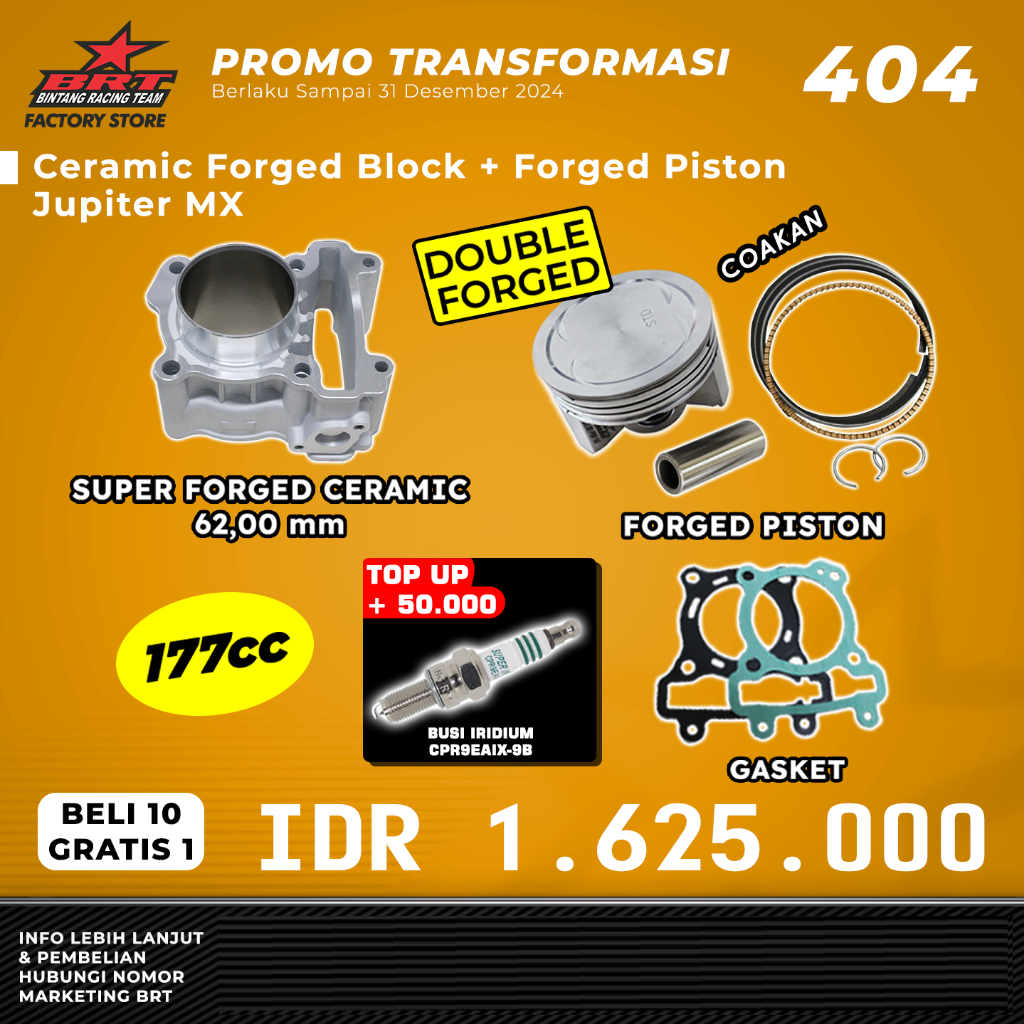 BLOK CERAMIC 62.00 MM + FORGED PISTON 177 CC JUPITER MX BRT BINTANG RACING TEAM