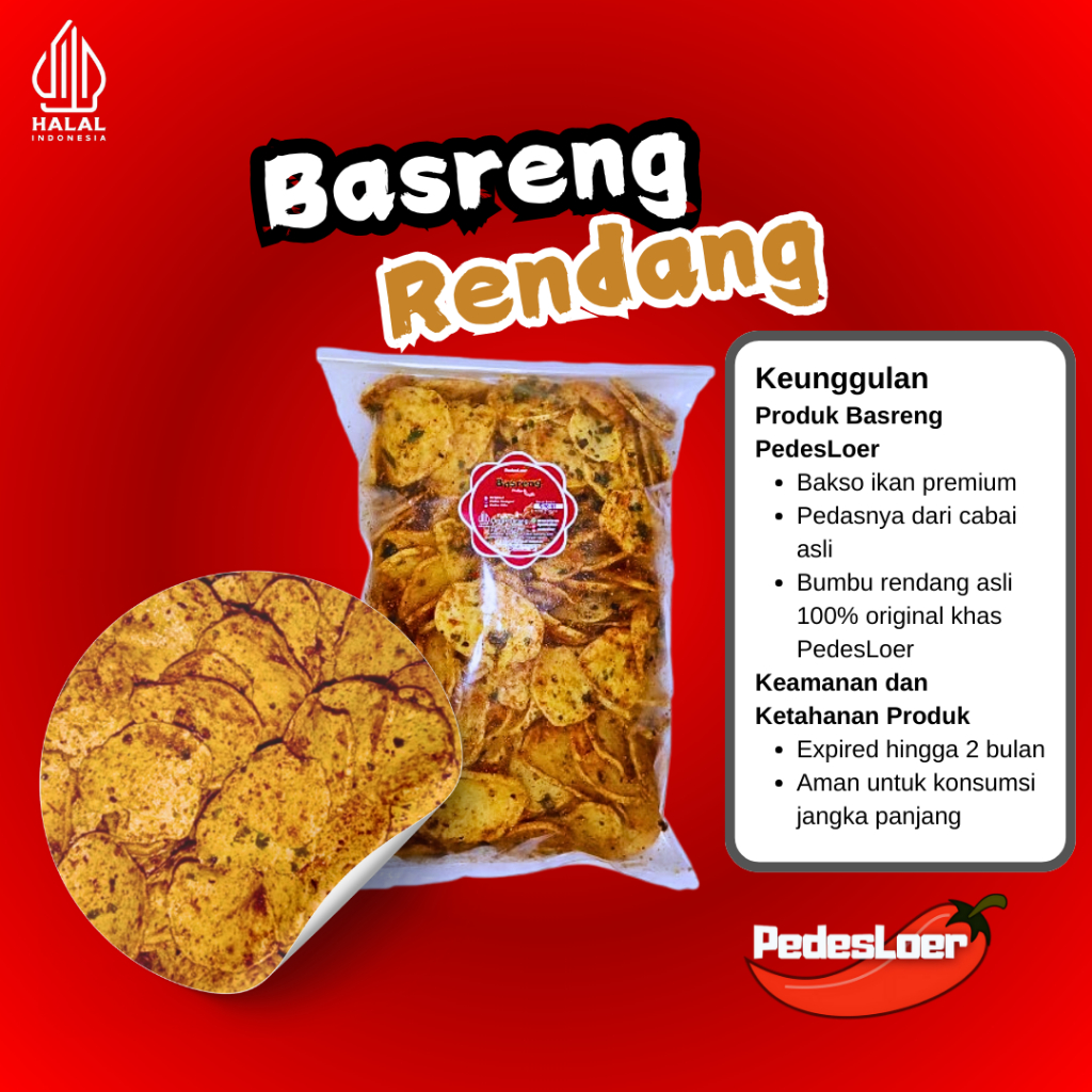 

Pedesloer Rendang Basreng Pedas Nampol 500 gram