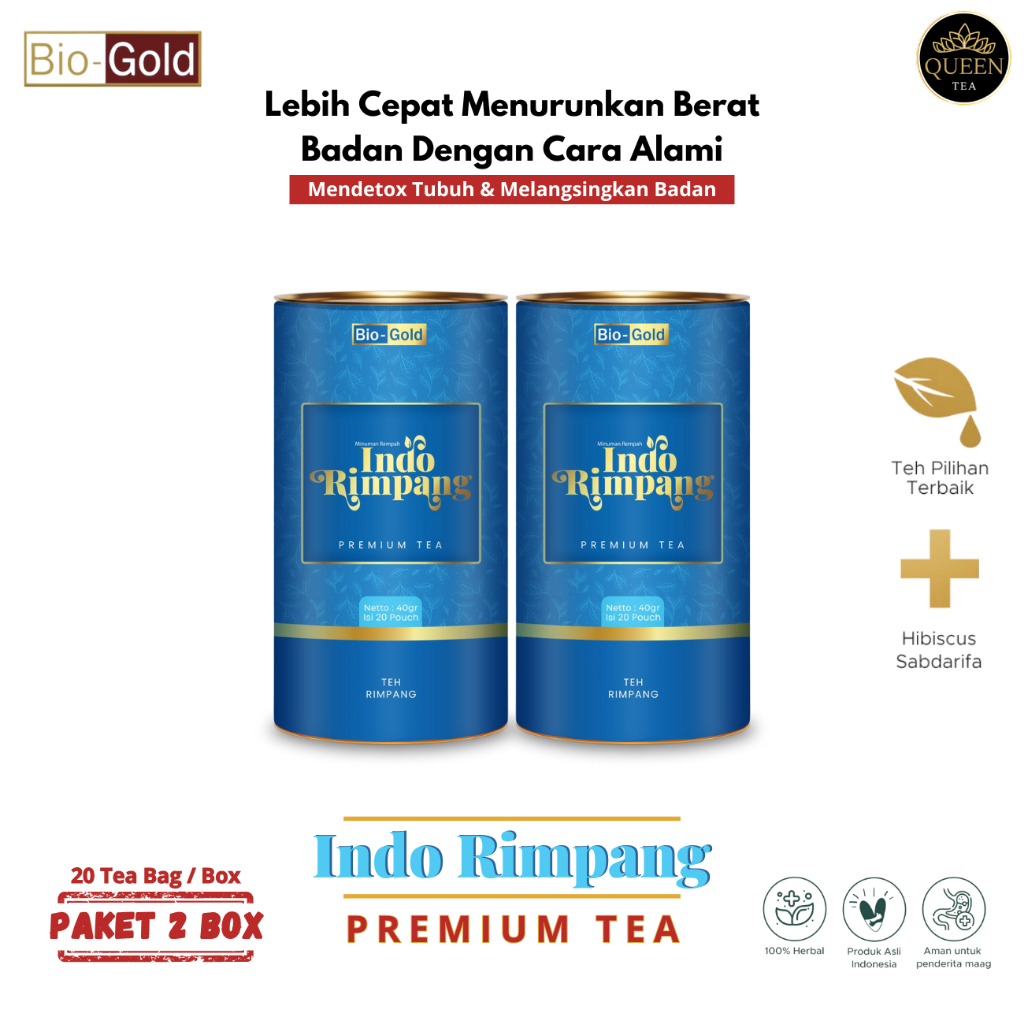 

2PCS Teh Celup Indo Rimpang BIO GOLD Bahan Herbal Alami Cara cepat Membantu Menurunkan Berat Badan Ala JSR